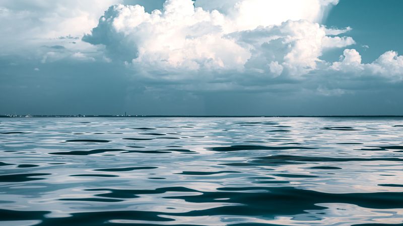 sea, sky, clouds, waves, horizon, 4k