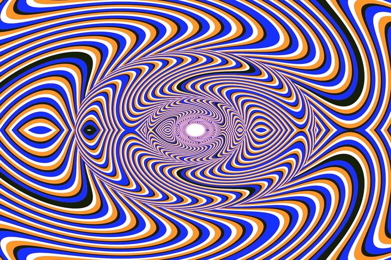 optical illusion, digital art, abstract, blue, orange