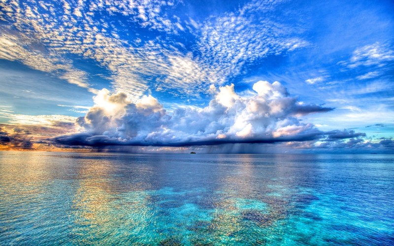 water, lake, nature, beach, cyan, landscape, sea, clouds, sky, horizon, plants
