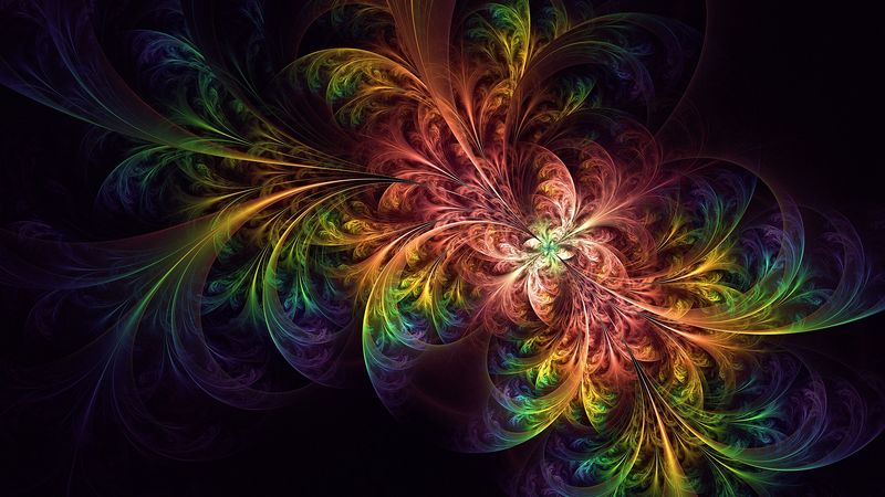 fractal, colorful, tangled, glow, abstraction, 4k