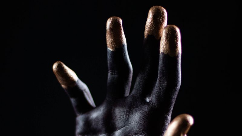 hand, palm, fingers, paint, dark, 4k