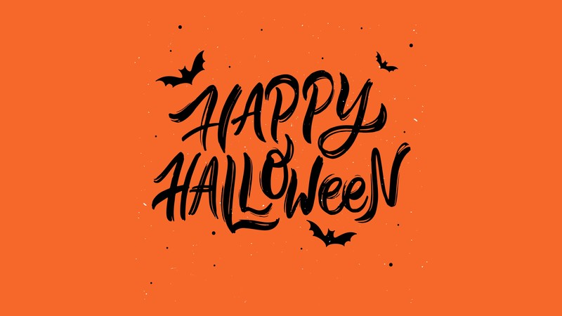 Halloween, typography, orange background, quote, vector, bats, text, simple background