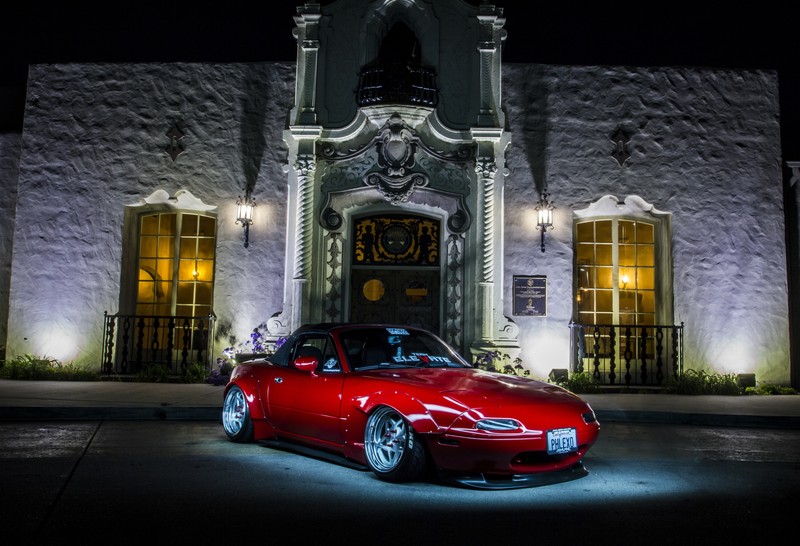 miata, Mazda MX-5, widebody, MX-5, race cars, car, red cars, vehicle, pop-up headlights