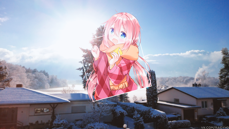 anime, anime girls, picture-in-picture, pink hair, blue eyes