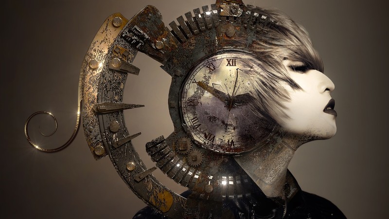 surreal, clocks, women, steampunk, photo manipulation, digital art, face