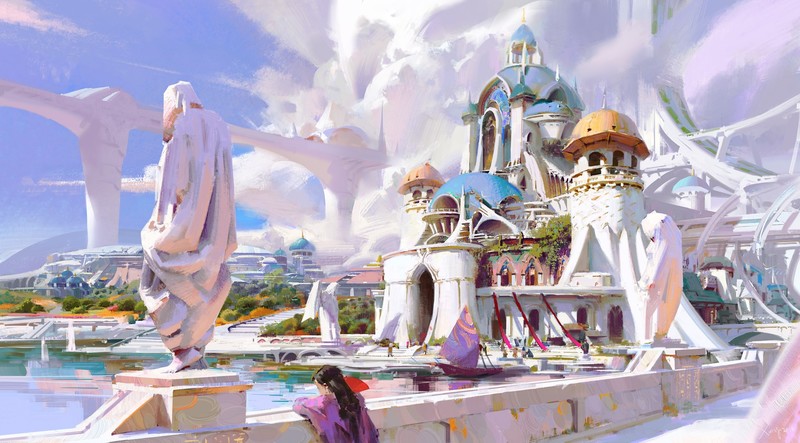 digital, artwork, castle, Muyang Xu, fantasy art, fantasy city