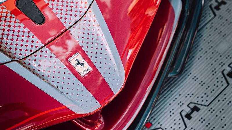 ferrari, car, sportscar, red, front view, 4k