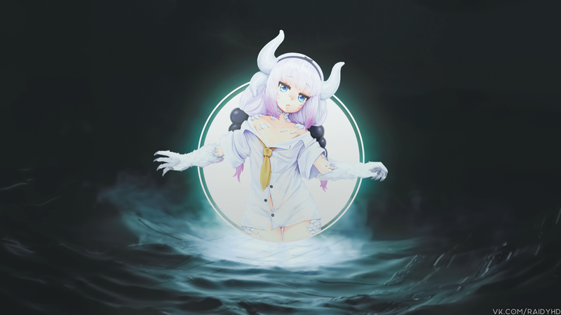 anime, anime girls, picture-in-picture, horns, blue eyes