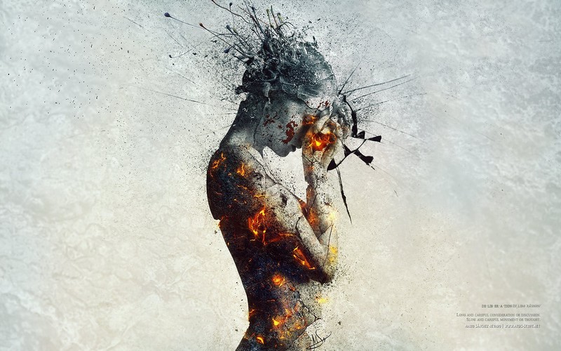 women, photo manipulation, artwork, digital art, fire