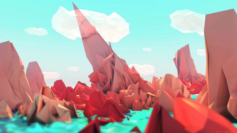 polygon art, landscape, sketches, digital art