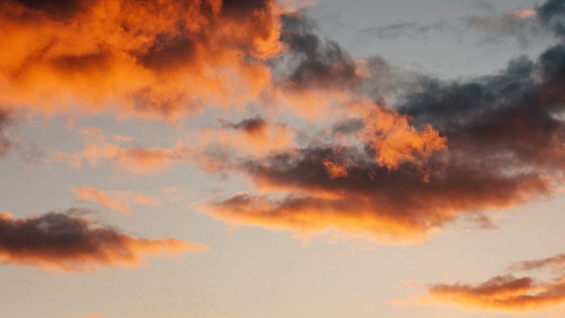 sky, clouds, sunset, evening, 4k