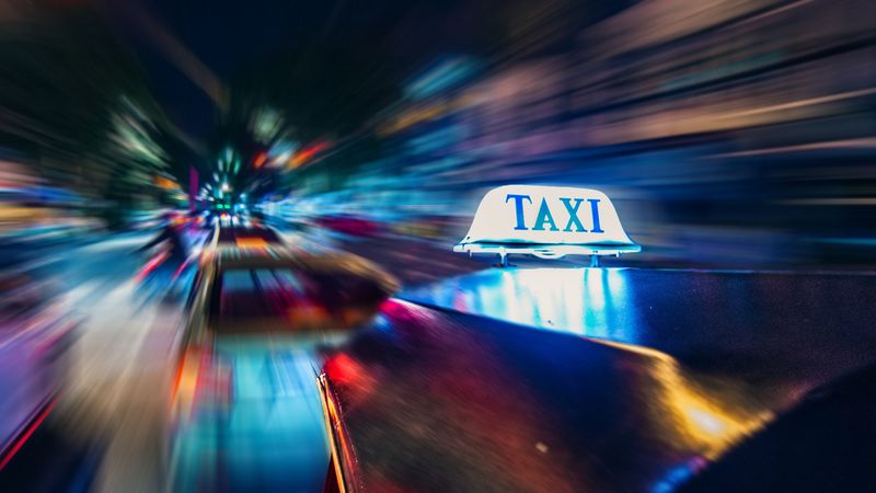 taxi, cars, traffic, motion, blur, long exposure, 4k