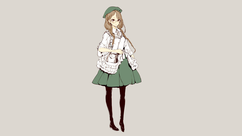anime, manga, anime girls, simple background, minimalism, meganekko, glasses, berets