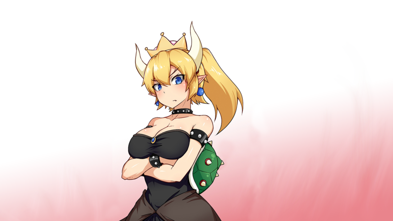 anime, Bowsette, horns, crown, Super Mario