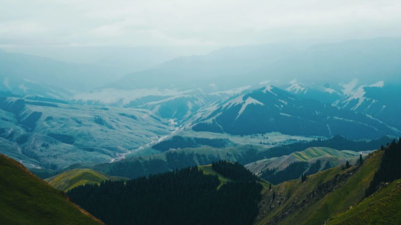 mountains, fog, landscape, mountain range, height, 4k
