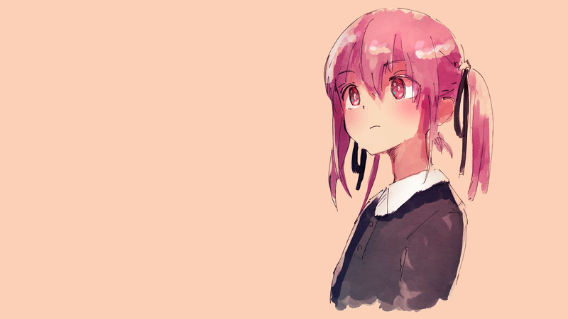 anime, manga, anime girls, simple background, minimalism, schoolgirl, pink hair, pink eyes, pigtails