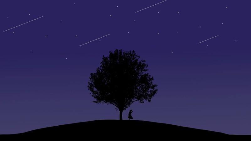 night, trees, dark, sky, purple