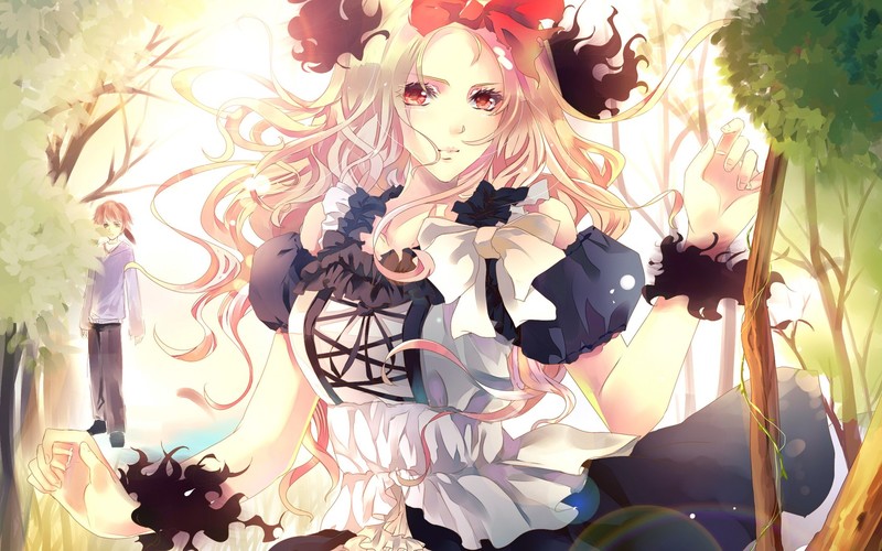 anime, anime girls, red eyes, blonde, long hair, original characters