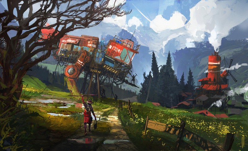 digital art, landscape, nature, futuristic, science fiction, artwork, fan art, painting, fantasy art, Ismail Inceoglu