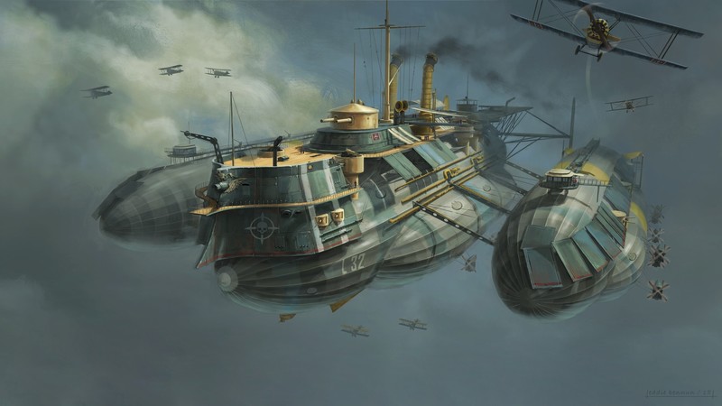 artwork, concept art, World War I, Eddie Bennun, vehicle, aircraft