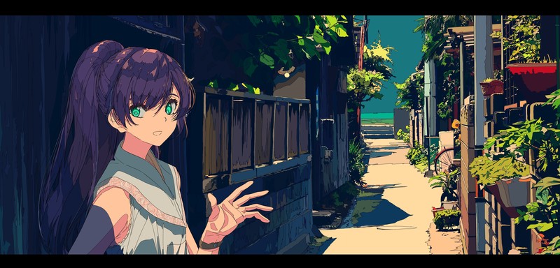焦茶, anime girls, street