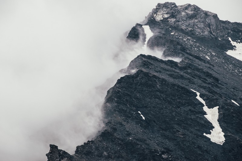 nature, mountain top, clouds, snow