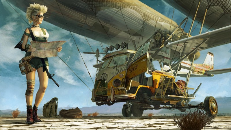 Eddie Bennun, artwork, futuristic, vehicle, women