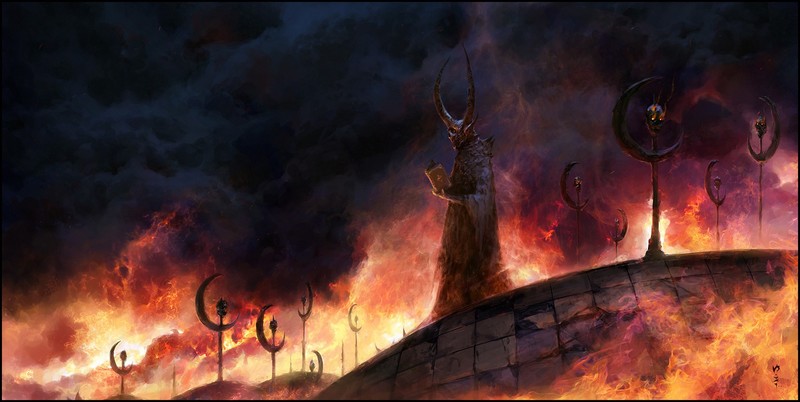 Chris Cold, digital, fire, artwork, skull