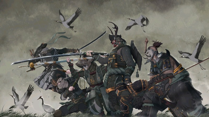 For Honor, samurai, blades, birds, mask, FrAg MenT