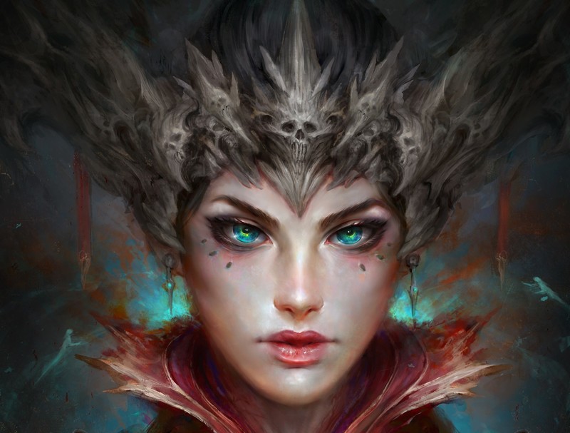fantasy art, fantasy girl, blue eyes, face