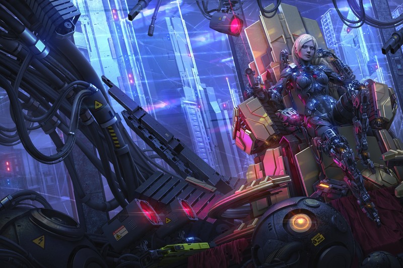 cyberpunk, futuristic, science fiction, artwork, women