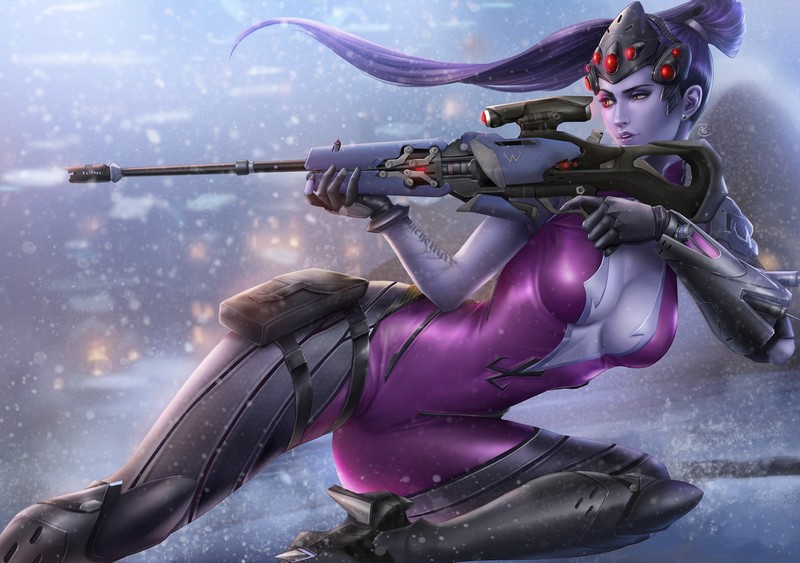 artwork, Overwatch, video games, Amélie Lacroix, purple