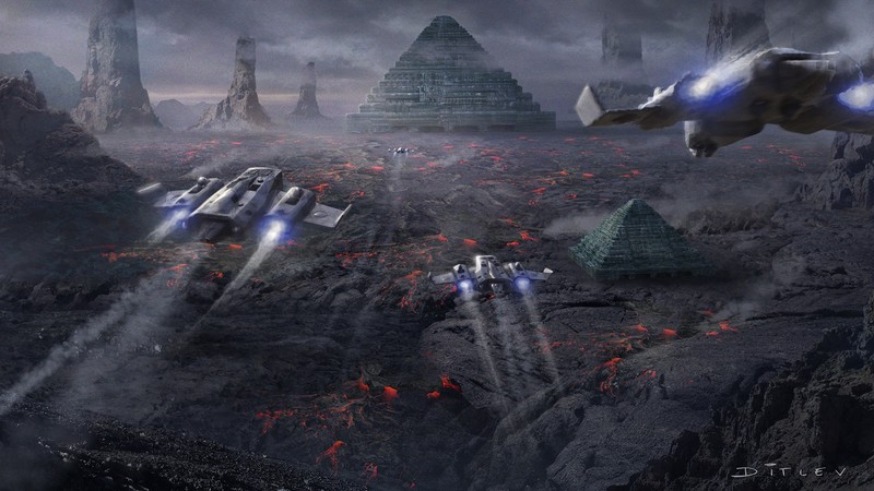 artwork, science fiction, pyramid
