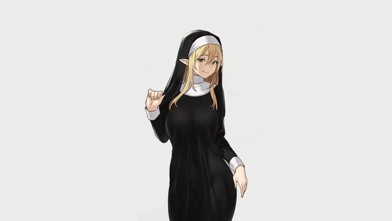digital art, artwork, anime girls, big boobs, nuns, Houtengeki