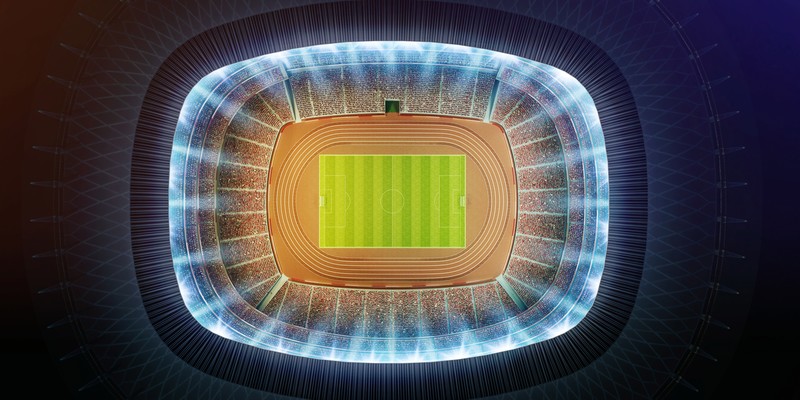 dark background, soccer pitches, top view, CGI, crowds, soccer, sports, aerial view