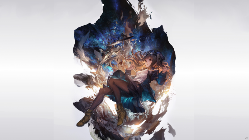anime girls, space, artwork, digital art
