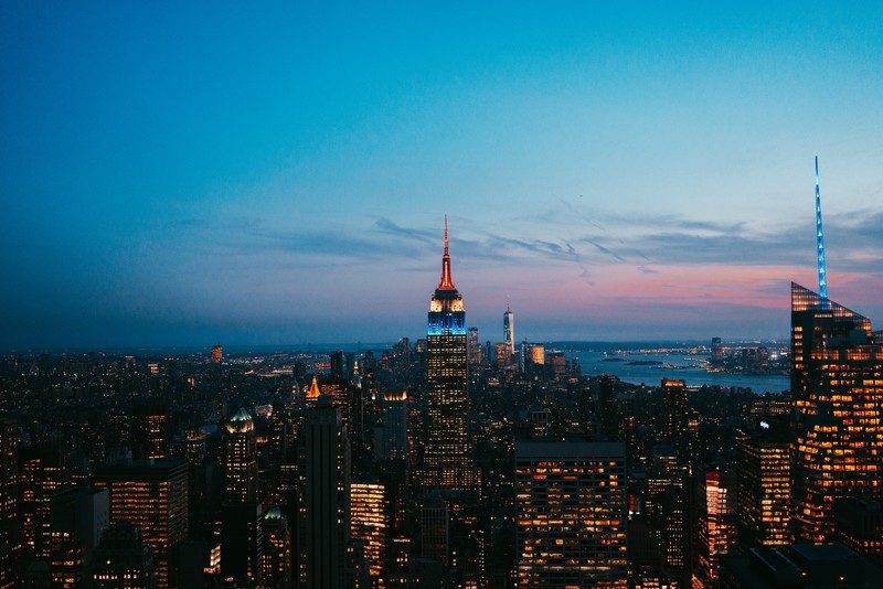 cityscape, outdoors, city, urban, New York City, building, sky, USA, Manhattan, Empire State Building, city lights