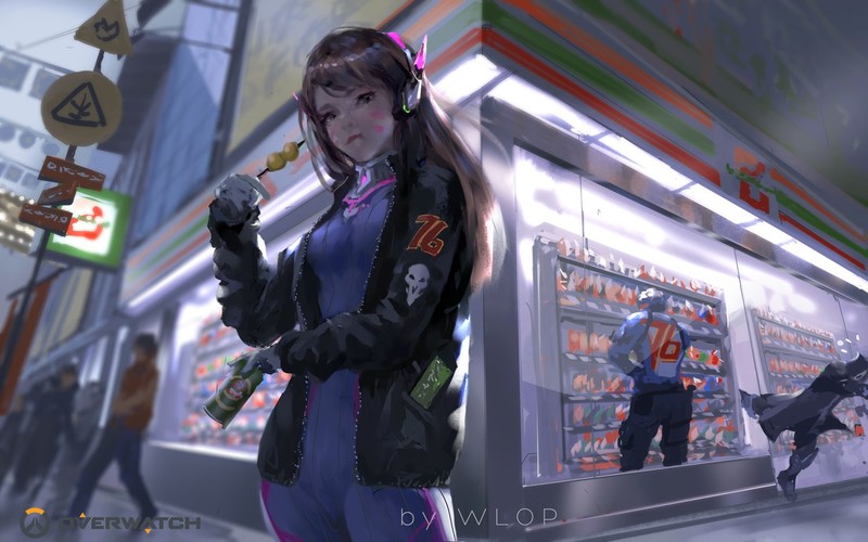 artwork, digital art, anime girls, WLOP, Overwatch, D.Va (Overwatch), Soldier: 76