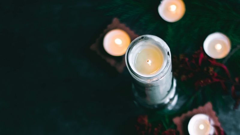 candles, branches, decoration, festive, 4k