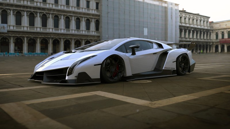 car, Rostislav Prokop, concept art, Lamborghini, white cars, Lamborghini Veneno