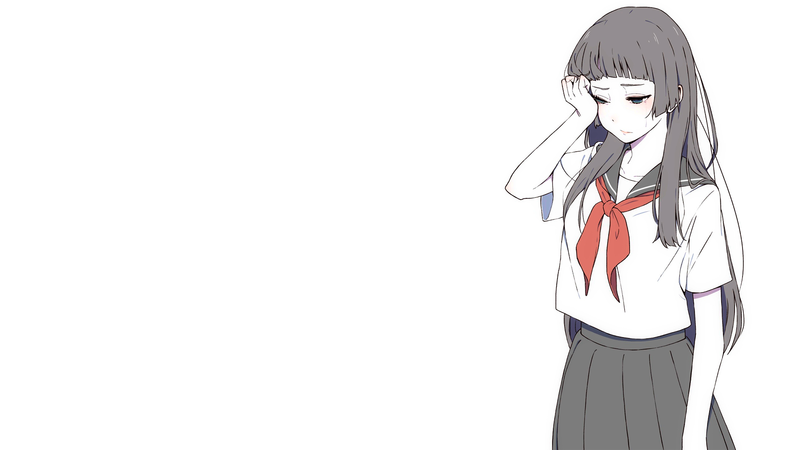 anime, manga, anime girls, simple background, minimalism, schoolgirl, crying, sailor uniform
