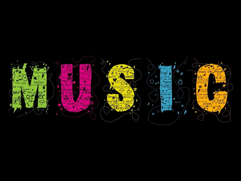 music, colorful, typography