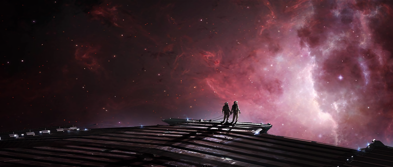 astronaut, science fiction, artwork, spaceship, stars, nebula