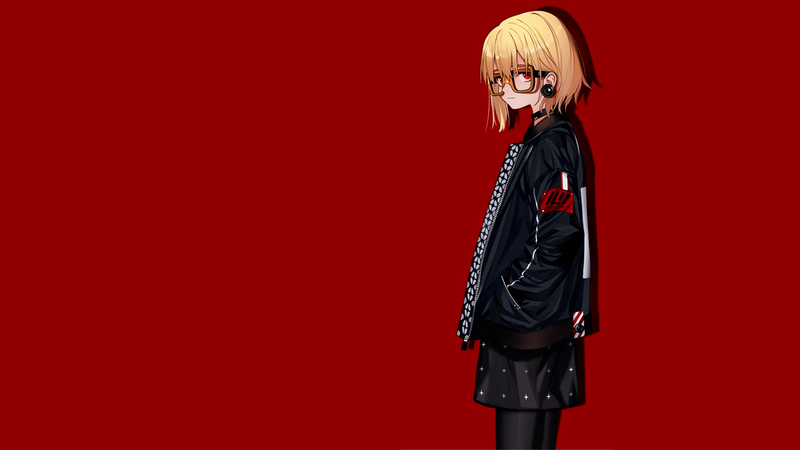 anime, manga, anime girls, simple background, minimalism, meganekko, glasses, short hair