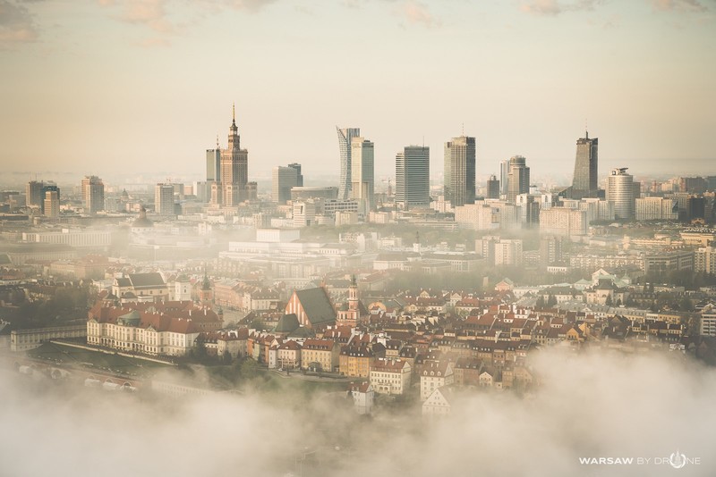 Warsaw, skyline, skyscraper, Poland, mist, cityscape, house, building, capital, Polish