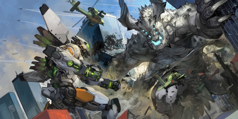 artwork, mech, kaiju, digital art
