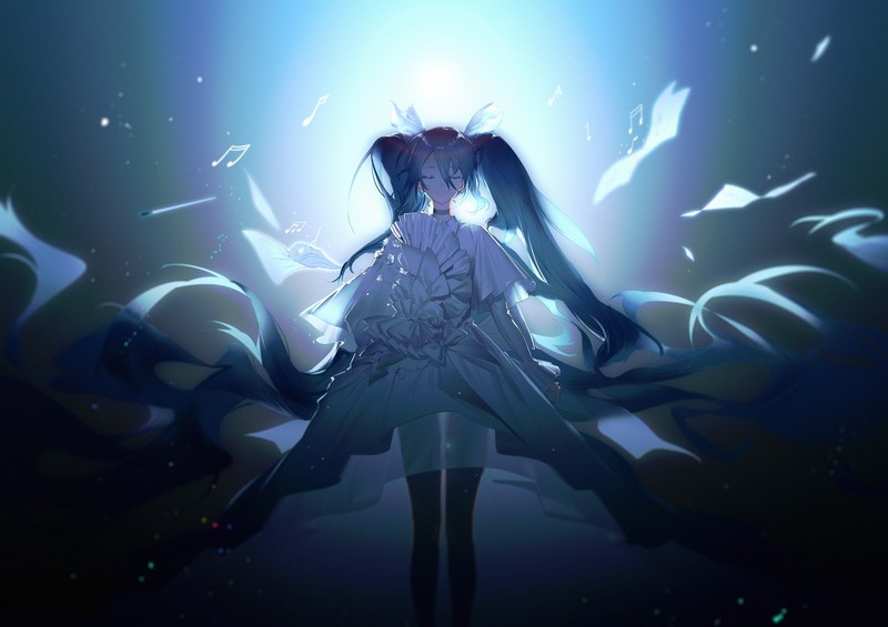 anime, anime girls, long hair, closed eyes