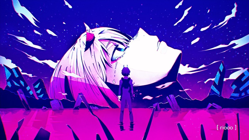 anime, anime boys, anime girls, Darling in the FranXX, Zero Two (Darling in the FranXX), Code:002, artwork, digital art, pink, blue