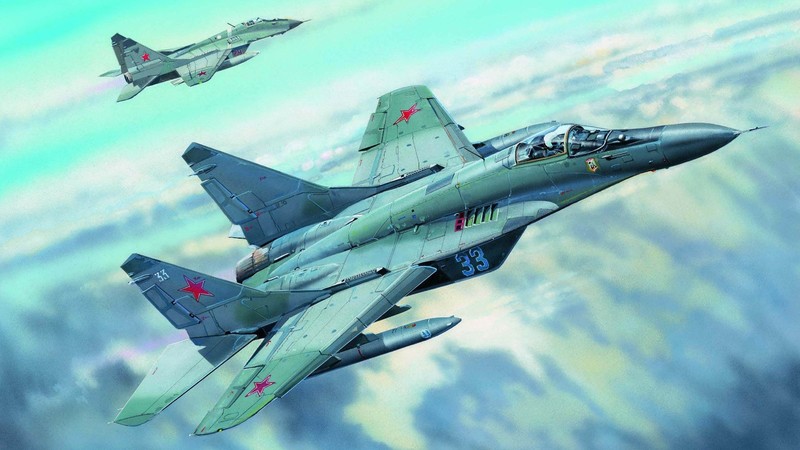 aircraft, military aircraft, mig-29, artwork