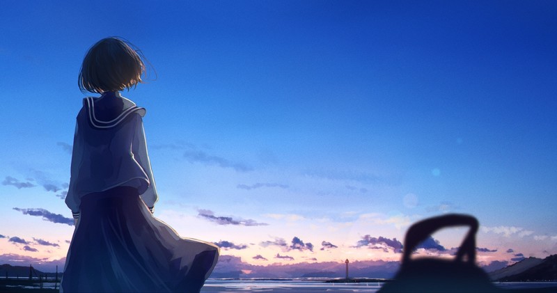 anime, sky, blue, anime girls, outdoors